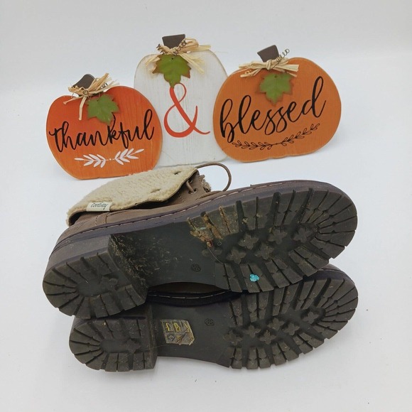 Coolway Bring/Betta Brown Leather Knit Sweater Cuff Ankle Boots Women's Size 8.5 - Picture 15 of 16